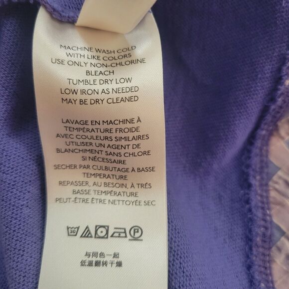 Free People Just Met‎ Tee in Sport Combo Purple Pink Ruffle Sleeves Small - Picture 13 of 14